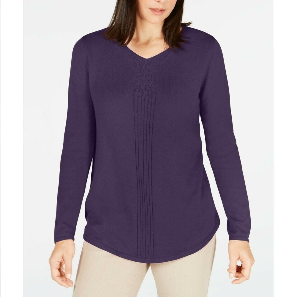 Karen Scott Purple V-Neck Sweater